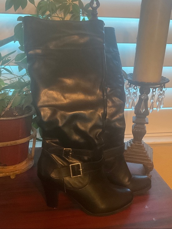 Style & Co. Shoes - Style & Co. Black Mid-Calf Buckle Heeled Boots